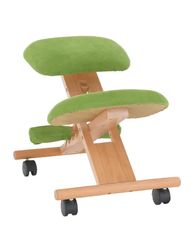 Scaun genunchi KONDELA, birou, 46x65x56-72 cm, lemn fag, ţesătură verde | MobilaOK
