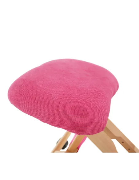 Scaun genunchi KONDELA, birou, 46x65x56-72 cm, ţesătură roz/ lemn fag | MobilaOK