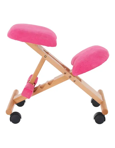 Scaun genunchi KONDELA, birou, 46x65x56-72 cm, ţesătură roz/ lemn fag | MobilaOK