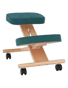 Scaun ergonomic KONDELA birou, 46x65x52-72 cm, ţesătură petrol/ lemn fag | MobilaOK