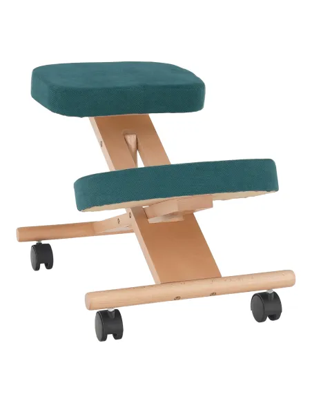 Scaun ergonomic KONDELA birou, 46x65x52-72 cm, ţesătură petrol/ lemn fag | MobilaOK