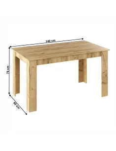Masă de bucătărie GENERAL NEW, bucătărie, 140x80 cm, PAL laminat stejar | MobilaOK 2