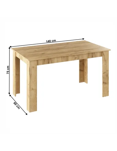 Masă de bucătărie GENERAL NEW, bucătărie, 140x80 cm, PAL laminat stejar | MobilaOK