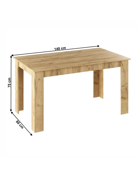 Masă de bucătărie GENERAL NEW, bucătărie, 140x80 cm, PAL laminat stejar | MobilaOK