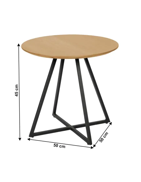 Masă laterală DELIK living/dormitor 50x50x45 cm MDF și metal | MobilaOK