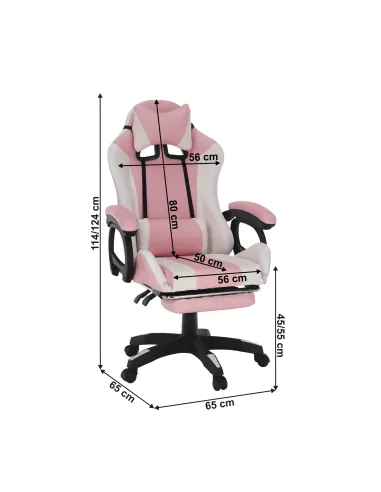 Scaun Gaming JOVELA, birou/joc, 65x65x124 cm, piele ecologică | MobilaOK