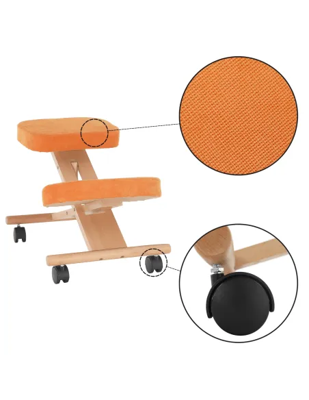 Scaun ergonomic KONDELA pentru birou, 46x65x52-72 cm, Lemn fag și Ţesătură | MobilaOK