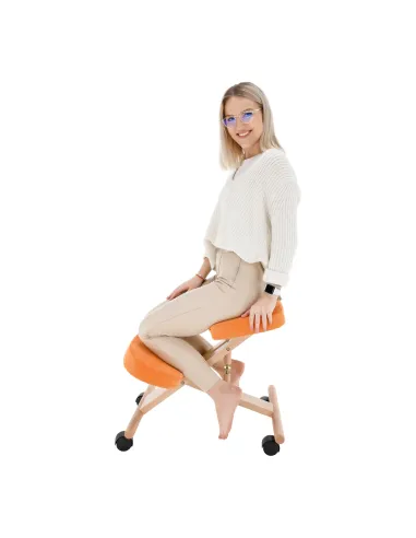 Scaun ergonomic KONDELA pentru birou, 46x65x52-72 cm, Lemn fag și Ţesătură | MobilaOK