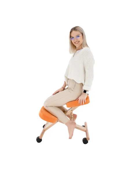 Scaun ergonomic KONDELA pentru birou, 46x65x52-72 cm, Lemn fag și Ţesătură | MobilaOK