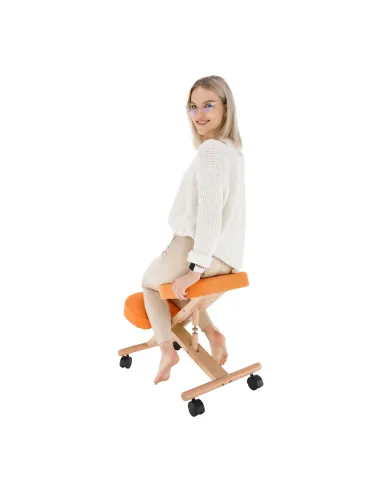 Scaun ergonomic KONDELA pentru birou, 46x65x52-72 cm, Lemn fag și Ţesătură | MobilaOK