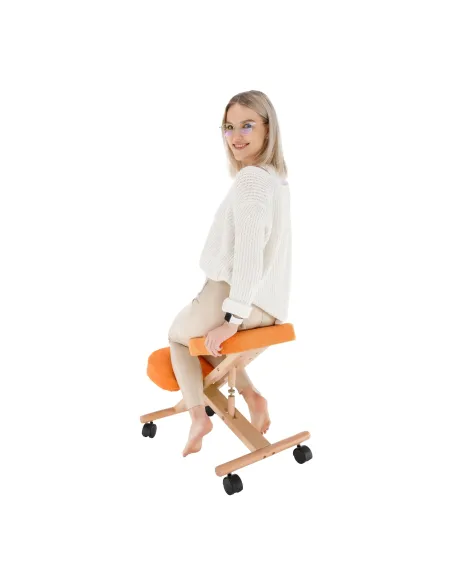 Scaun ergonomic KONDELA pentru birou, 46x65x52-72 cm, Lemn fag și Ţesătură | MobilaOK