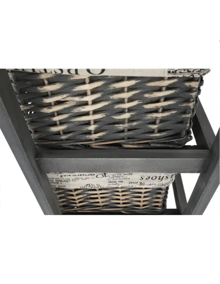 Comodă DARKIE 2 pentru dormitor, 40x63x29 cm, Lemn și răchită, gri maroniu | MobilaOK