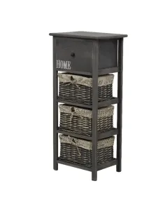 Comodă DARKIE 3 pentru dormitor/hol, 40x88x29 cm, PAL și răchită, gri maroniu | MobilaOK