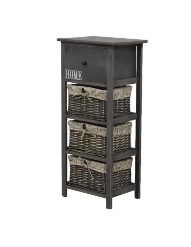 Comodă DARKIE 3 pentru dormitor/hol, 40x88x29 cm, PAL și răchită, gri maroniu | MobilaOK