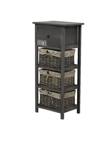 Comodă DARKIE 3 pentru dormitor/hol, 40x88x29 cm, PAL și răchită, gri maroniu | MobilaOK