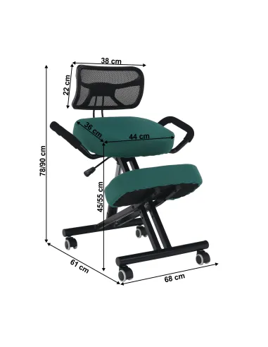 Scaun ergonomic KONDELA, birou, 68x61x78-90 cm, textil verde, cadru metal | MobilaOK