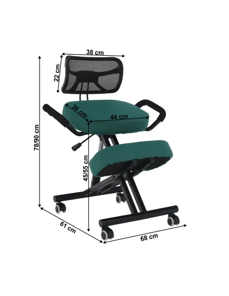Scaun ergonomic KONDELA, birou, 68x61x78-90 cm, textil verde, cadru metal | MobilaOK