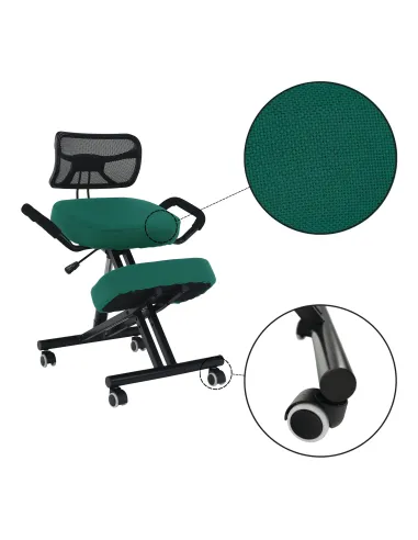 Scaun ergonomic KONDELA, birou, 68x61x78-90 cm, textil verde, cadru metal | MobilaOK
