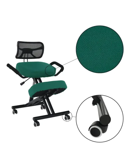 Scaun ergonomic KONDELA, birou, 68x61x78-90 cm, textil verde, cadru metal | MobilaOK