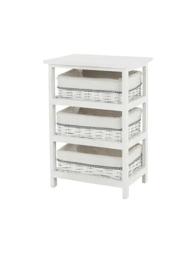 Comodă RUBY 3 pentru dormitor/hol, 40x57x29 cm, din lemn și răchită | MobilaOK