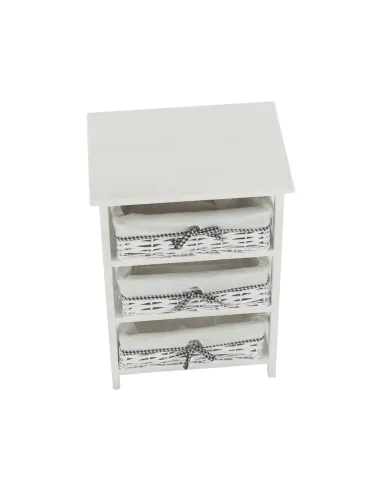 Comodă RUBY 3 pentru dormitor/hol, 40x57x29 cm, din lemn și răchită | MobilaOK