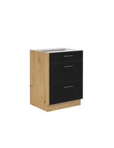 Dulap bucătărie MONRO 60 D 3S BB, 60x52x82 cm, PAL melaminat | MobilaOK
