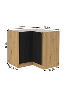 Dulap colțar MONRO bucătărie 83/83x52x82 cm PAL melaminat | MobilaOK