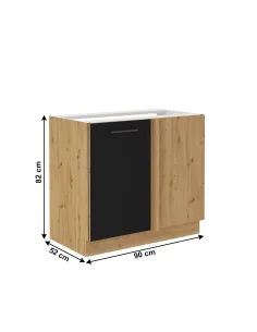 Dulap bucătărie inferior MONRO, 105x52x82 cm, PAL laminat negru mat | MobilaOK
