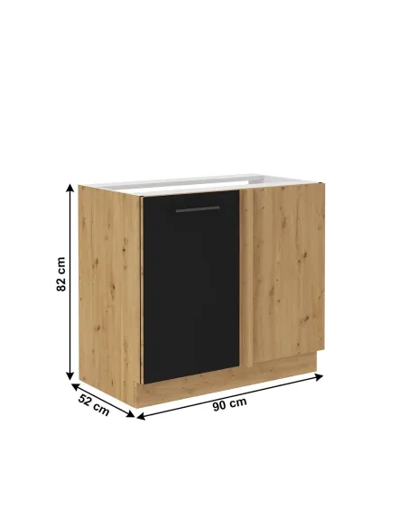 Dulap bucătărie inferior MONRO, 105x52x82 cm, PAL laminat negru mat | MobilaOK