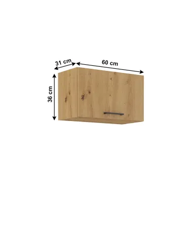 Dulap Superior (corp suspendat), MONRO, hol/dormitor/birou, 60x31x36 cm, PAL laminat stejar artizan | MobilaOK