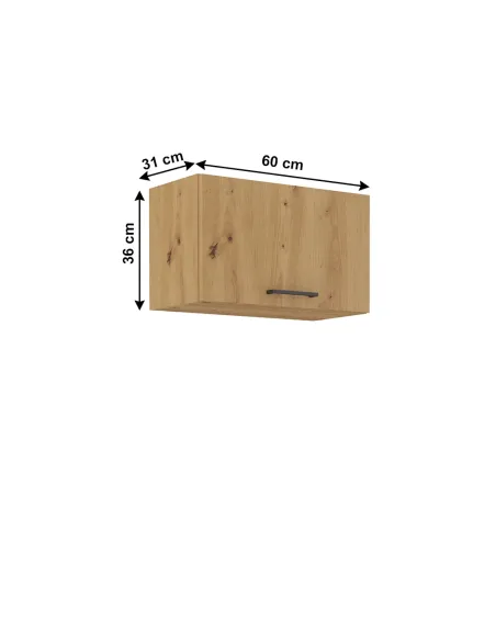 Dulap Superior (corp suspendat), MONRO, hol/dormitor/birou, 60x31x36 cm, PAL laminat stejar artizan | MobilaOK