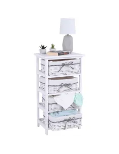 Comodă RUBY 4 pentru dormitor/hol, 40x73x29 cm, Lemn și răchită | MobilaOK