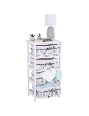 Comodă RUBY 4 pentru dormitor/hol, 40x73x29 cm, Lemn și răchită | MobilaOK