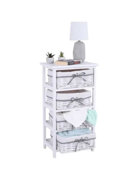 Comodă RUBY 4 pentru dormitor/hol, 40x73x29 cm, Lemn și răchită | MobilaOK