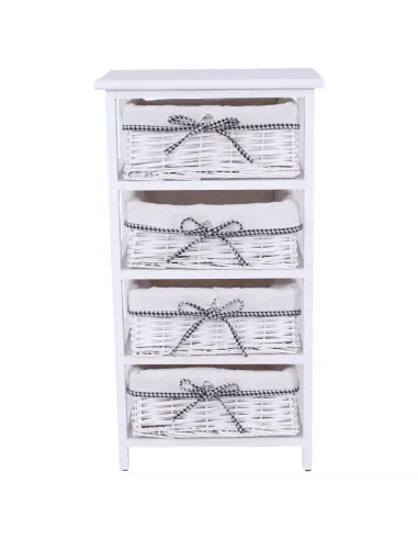 Comodă RUBY 4 pentru dormitor/hol, 40x73x29 cm, Lemn și răchită | MobilaOK