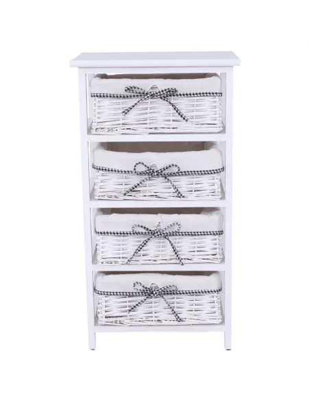 Comodă RUBY 4 pentru dormitor/hol, 40x73x29 cm, Lemn și răchită | MobilaOK