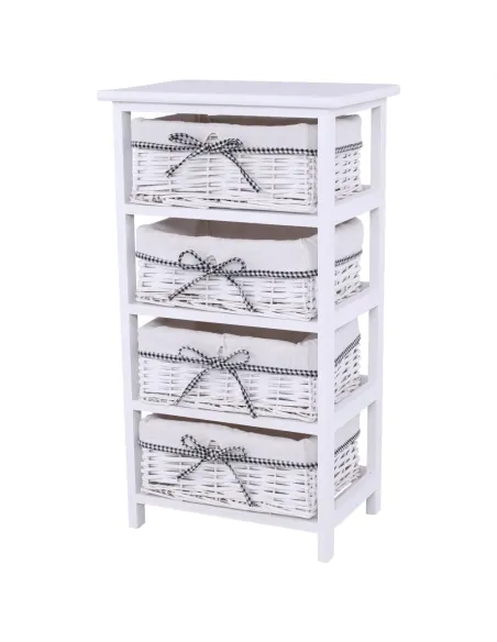 Comodă RUBY 4 pentru dormitor/hol, 40x73x29 cm, Lemn și răchită | MobilaOK