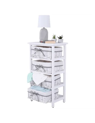 Comodă RUBY 4 pentru dormitor/hol, 40x73x29 cm, Lemn și răchită | MobilaOK