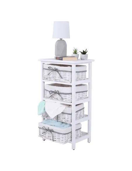 Comodă RUBY 4 pentru dormitor/hol, 40x73x29 cm, Lemn și răchită | MobilaOK