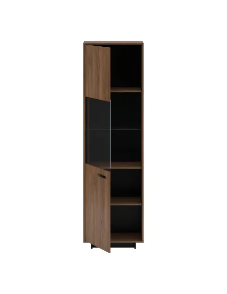 Vitrină DELIS A1, living, 58.9x38x201.2 cm, PAL melaminat/MDF/Sticlă | MobilaOK