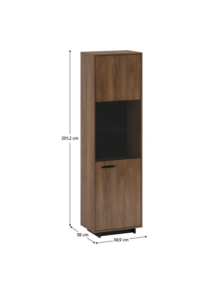 Vitrină DELIS A2 living, 58.9x38x201.2 cm, PAL melaminat și MDF | MobilaOK