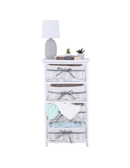 Comodă RUBY 4 pentru dormitor/hol, 40x73x29 cm, Lemn și răchită | MobilaOK