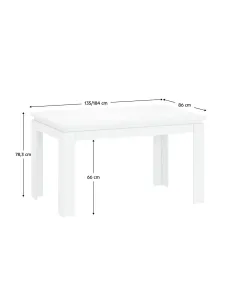 Masă pliabilă LINDY pentru living/birou, 135-184x86 cm, PAL melaminat alb | MobilaOK 2