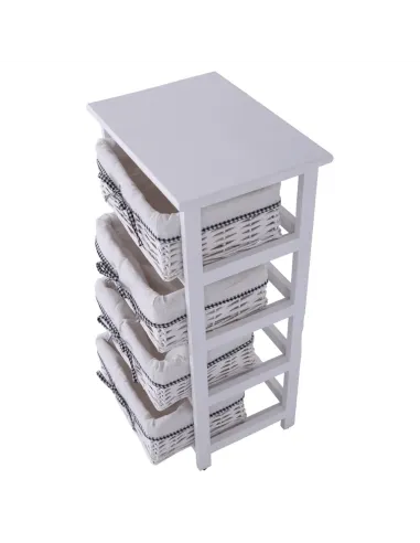 Comodă RUBY 4 pentru dormitor/hol, 40x73x29 cm, Lemn și răchită | MobilaOK