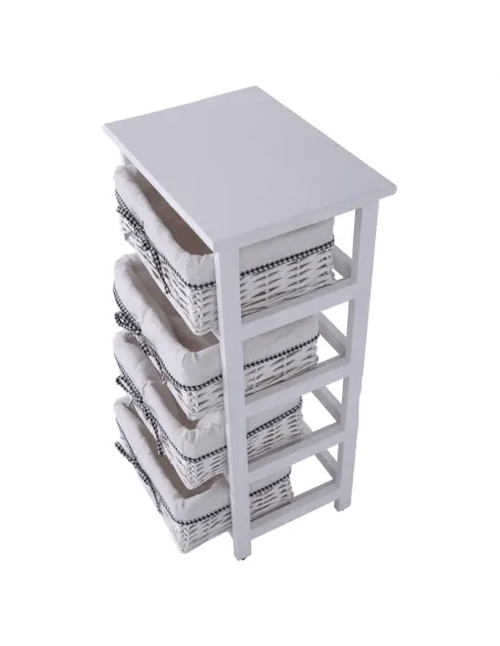 Comodă RUBY 4 pentru dormitor/hol, 40x73x29 cm, Lemn și răchită | MobilaOK
