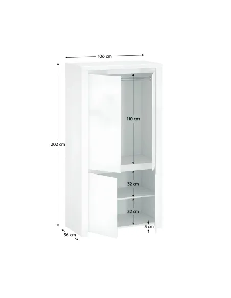 Dulap LINDY, dormitor/hol, 106x56x202 cm, PAL/MDF melaminat | MobilaOK