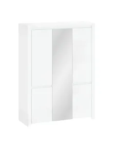 Dulap LINDY cu oglindă, alb lucios, pentru dormitor/hol, 150.8x56x202 cm, PAL/MDF laminat | MobilaOK