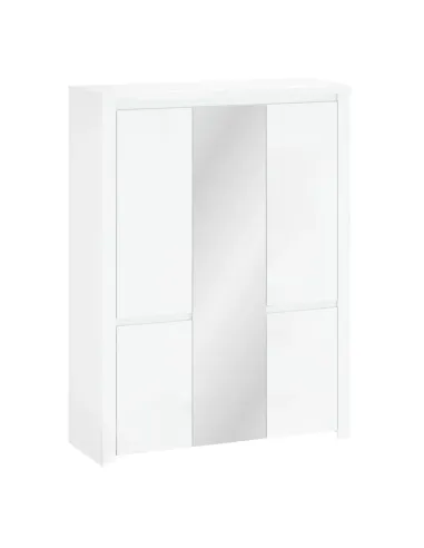 Dulap LINDY cu oglindă, alb lucios, pentru dormitor/hol, 150.8x56x202 cm, PAL/MDF laminat | MobilaOK