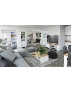 Dulap LINDY cu oglindă, alb lucios, pentru dormitor/hol, 150.8x56x202 cm, PAL/MDF laminat | MobilaOK 2