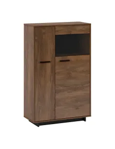 Comodă-Vitrină DELIS C2, dormitor/sufragerie, 88.8x38x140 cm, PAL melaminat/MDF/Sticlă | MobilaOK